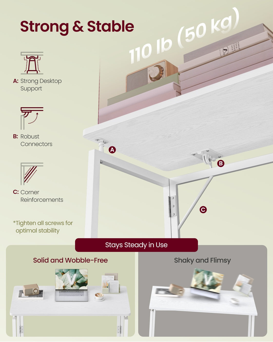 Folding Desk - 80x40 - Particleboard - Rounded Edges