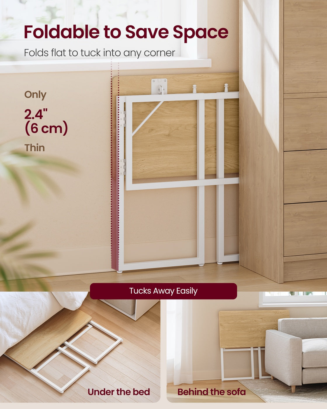 Folding Desk - 80 x 40 - Particleboard - One-Piece Desktop