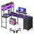Corner Desk - L-Shaped with Drawers and Power Outlets - Black - 160 x 100 x 150 cm
