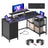 Corner Desk - L-Shaped with Drawers and Power Outlets - Ebony Black - 140 x 80 x 90 cm
