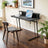 Computer Desk - Engineered Wood - Black - LED Lights and Built-In Power Outlets