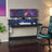 Computer Desk - Engineered Wood - Black - LED Lights and Built-In Power Outlets