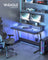 Gaming Desk - Carbon Black - With LED Lights and Built-In Power Outlets