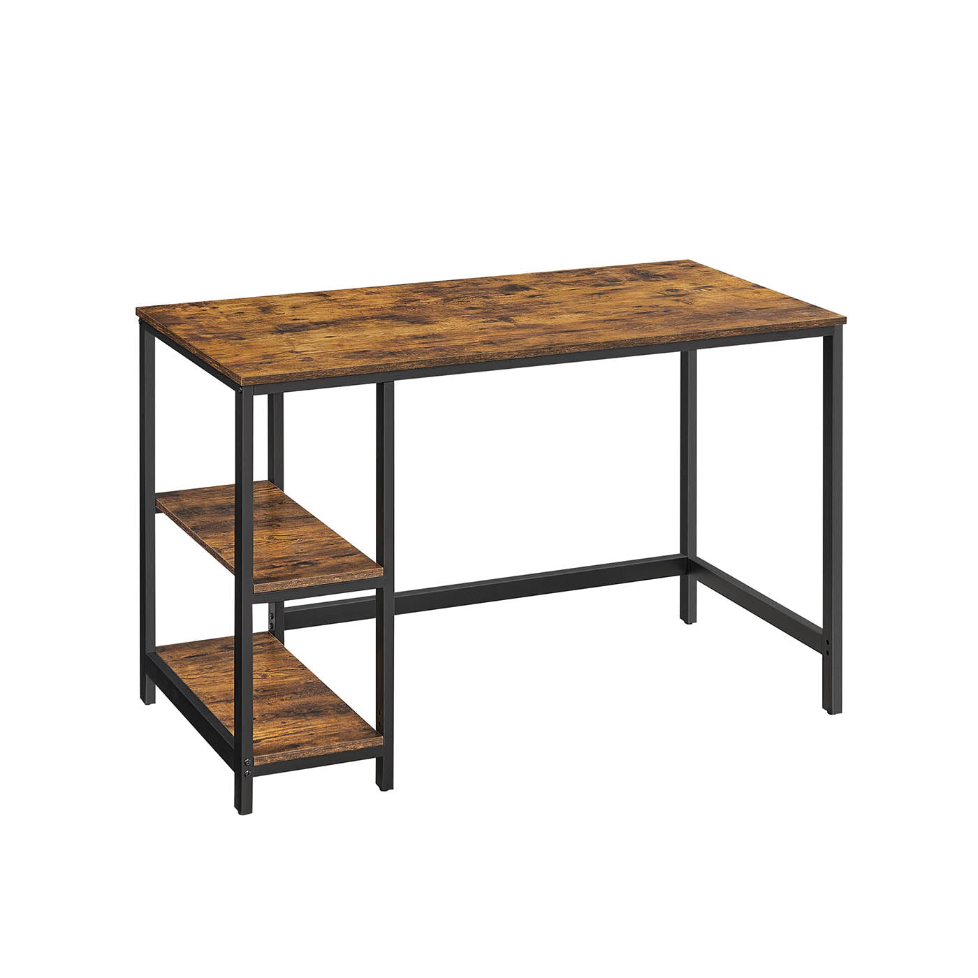 Computer Desk - Wood - Rustic Brown - With Shelves for Versatile Use