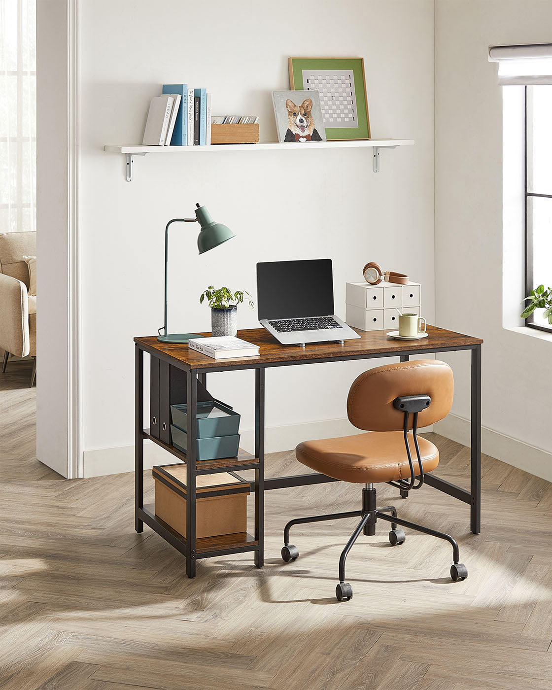 Computer Desk - Wood - Rustic Brown - With Shelves for Versatile Use