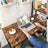 Computer Desk - Wood - Rustic Brown and Black - 120 cm with Storage Shelves