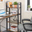 Computer Desk - Wood - Rustic Brown and Black - 120 cm with Storage Shelves