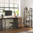 Computer Desk - Metal - Rustic Brown - Features Drawer and Cabinet