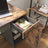 Computer Desk - Metal - Rustic Brown - Features Drawer and Cabinet