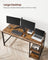 Computer Desk - With 2 Shelves - Steel - Rustic Brown and Black