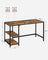 Computer Desk - With 2 Shelves - Steel - Rustic Brown and Black