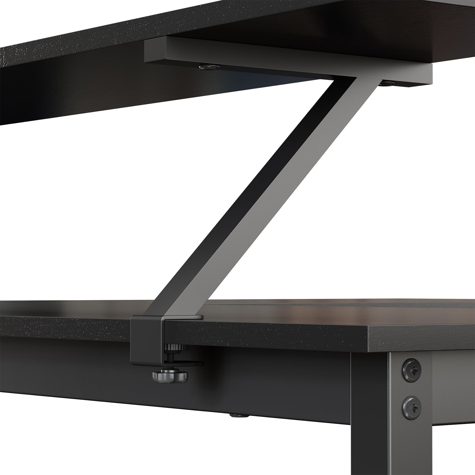 L-Shaped Desk - Wood - Rustic Brown and Black