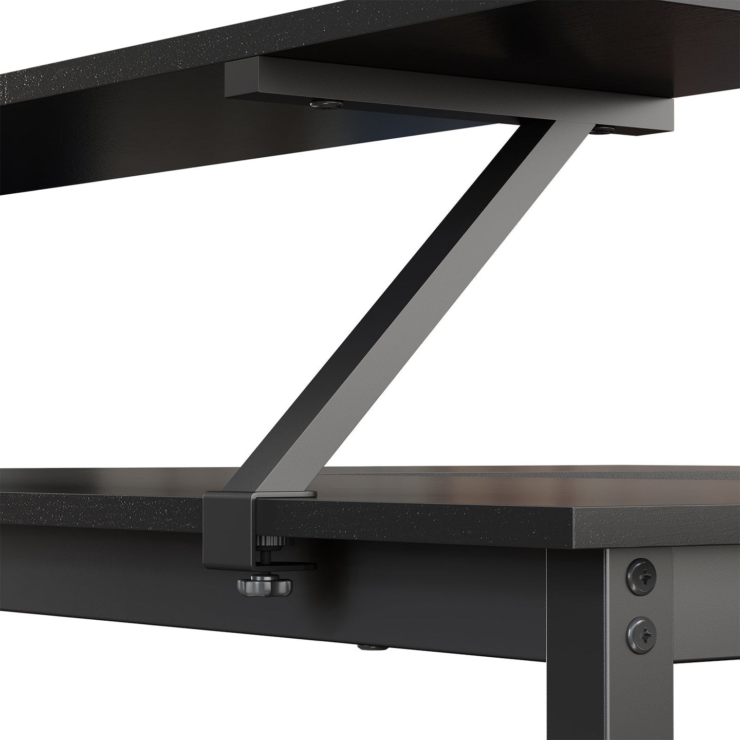 L-Shaped Desk - Wood - Rustic Brown and Black