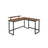 L-Shaped Writing Desk - Wood - Rustic Brown and Black - Industrial Corner Design with Monitor Stand