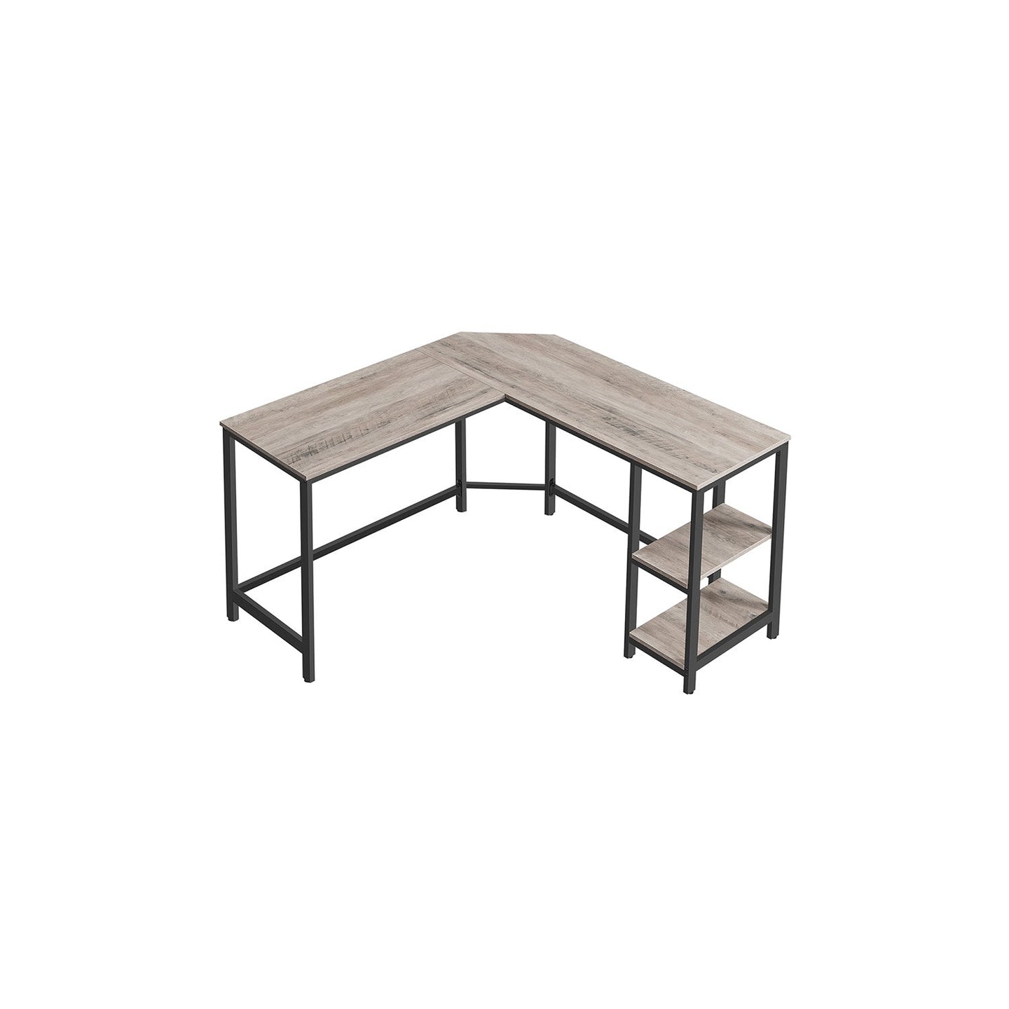 Corner Desk - Wood - Rustic Brown - Space-Saving L-Shaped Workstation with Shelf