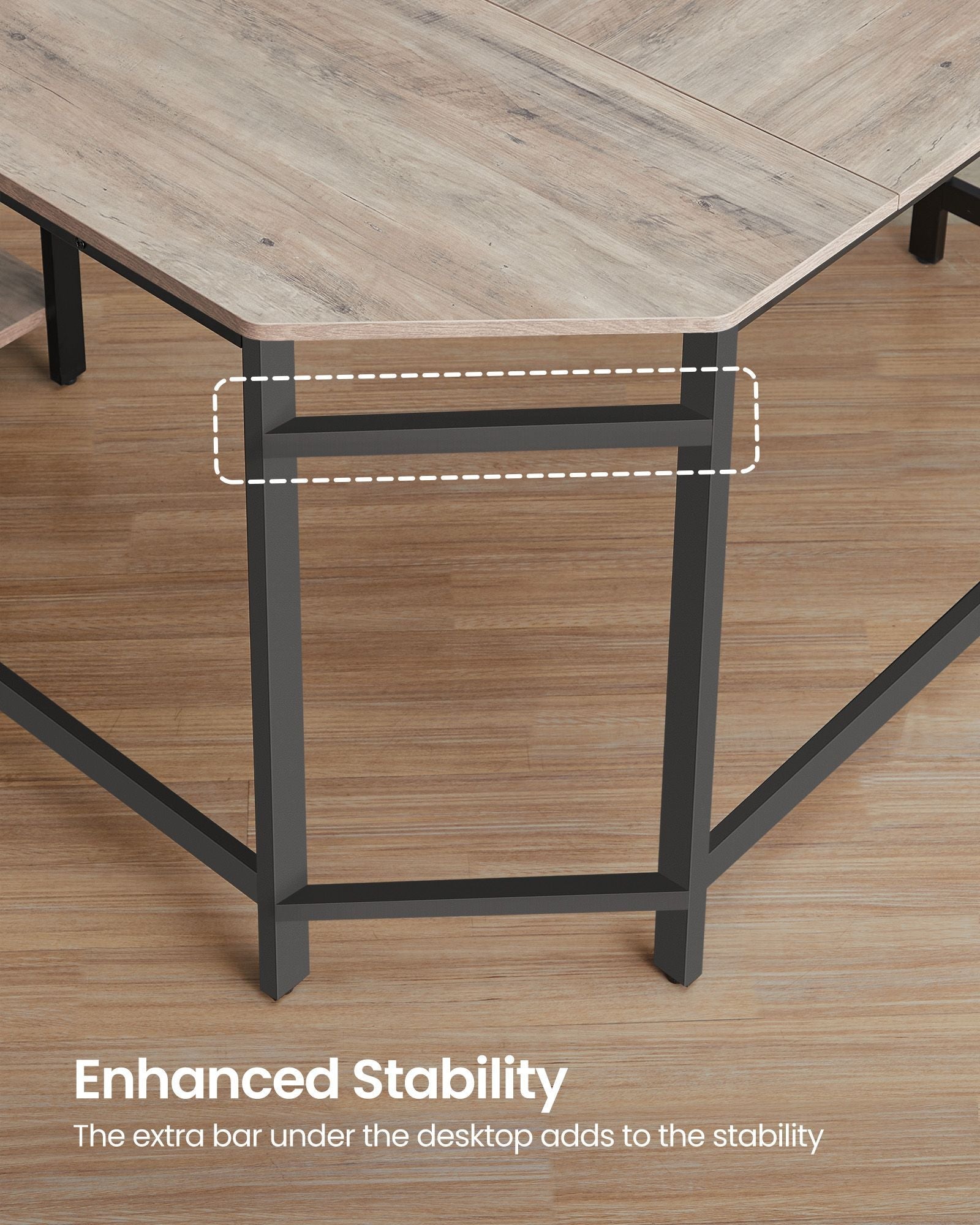 Corner Desk - Wood - Rustic Brown - Space-Saving L-Shaped Workstation with Shelf