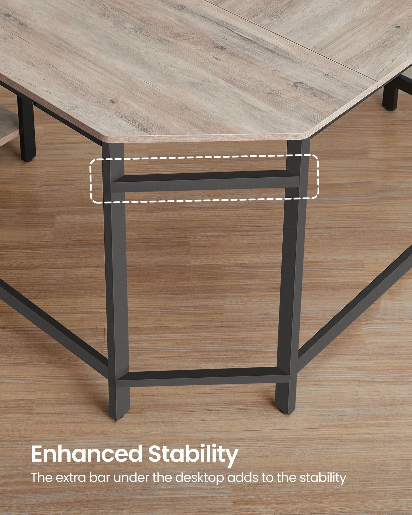 Corner Desk - Wood - Rustic Brown - Space-Saving L-Shaped Workstation with Shelf
