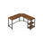 L-Shaped Writing Desk - Wood - Rustic Brown - Space-Saving with Shelf