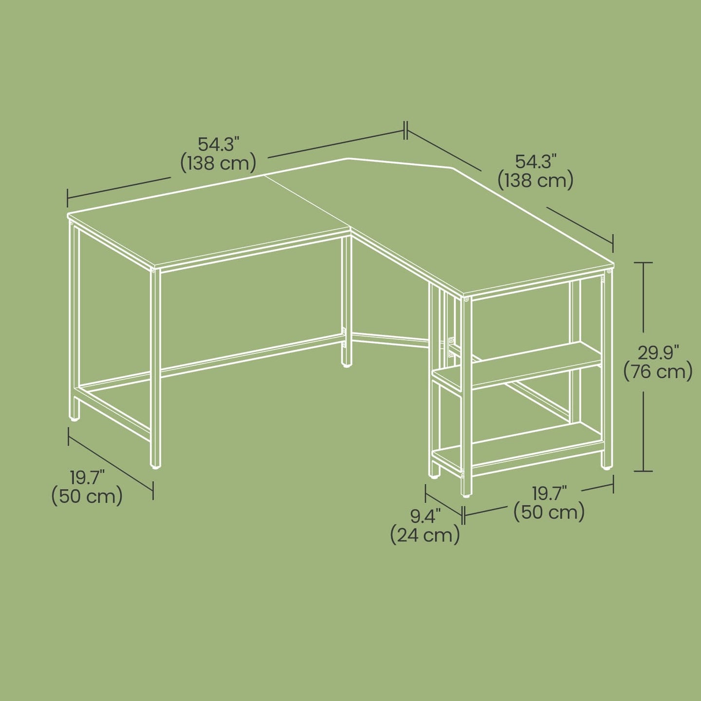 L-Shaped Office Desk - Wood - Brown and Black - Space-Saving Corner Design with 2 Shelves