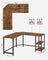 L-Shaped Writing Desk - Wood - Rustic Brown - Space-Saving with Shelf