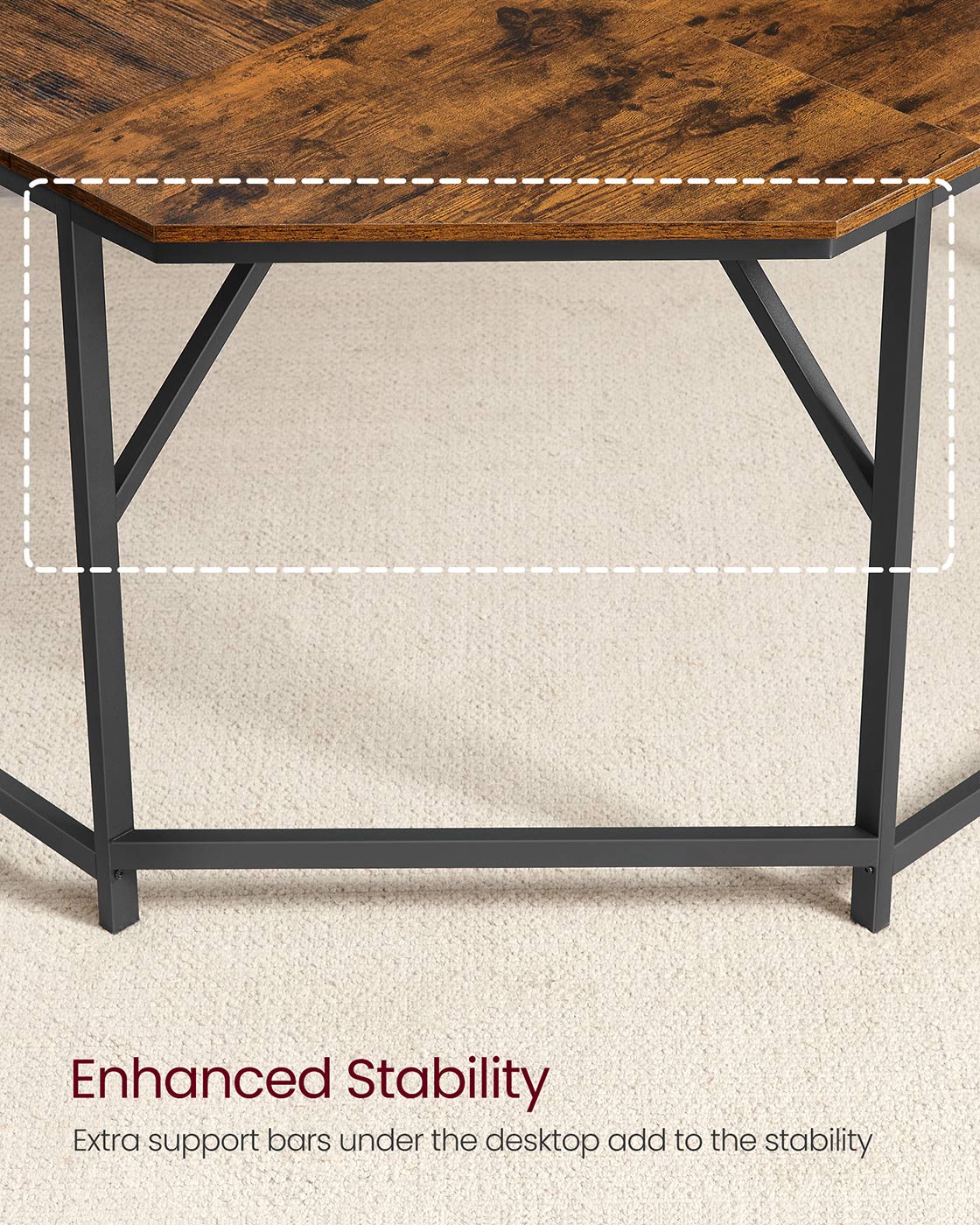 L-Shaped Corner Desk - Wood - Greige and Black