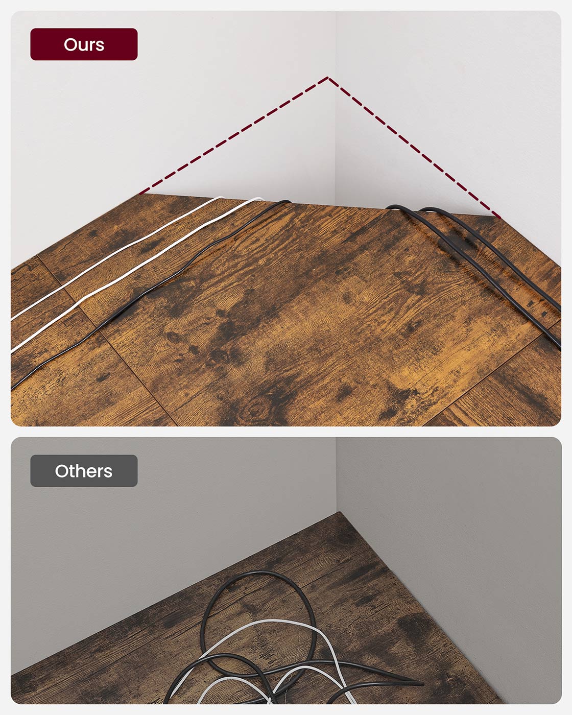 L-Shaped Corner Desk - Wood - Greige and Black