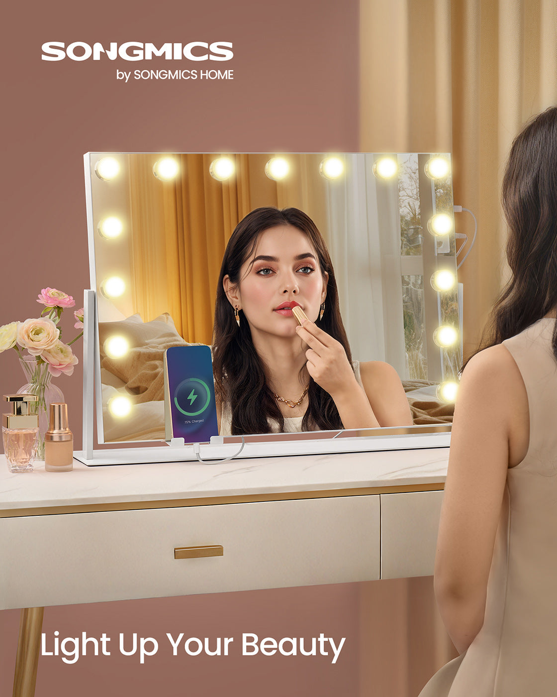 Vanity Makeup Mirror - Matte White - Touch Control