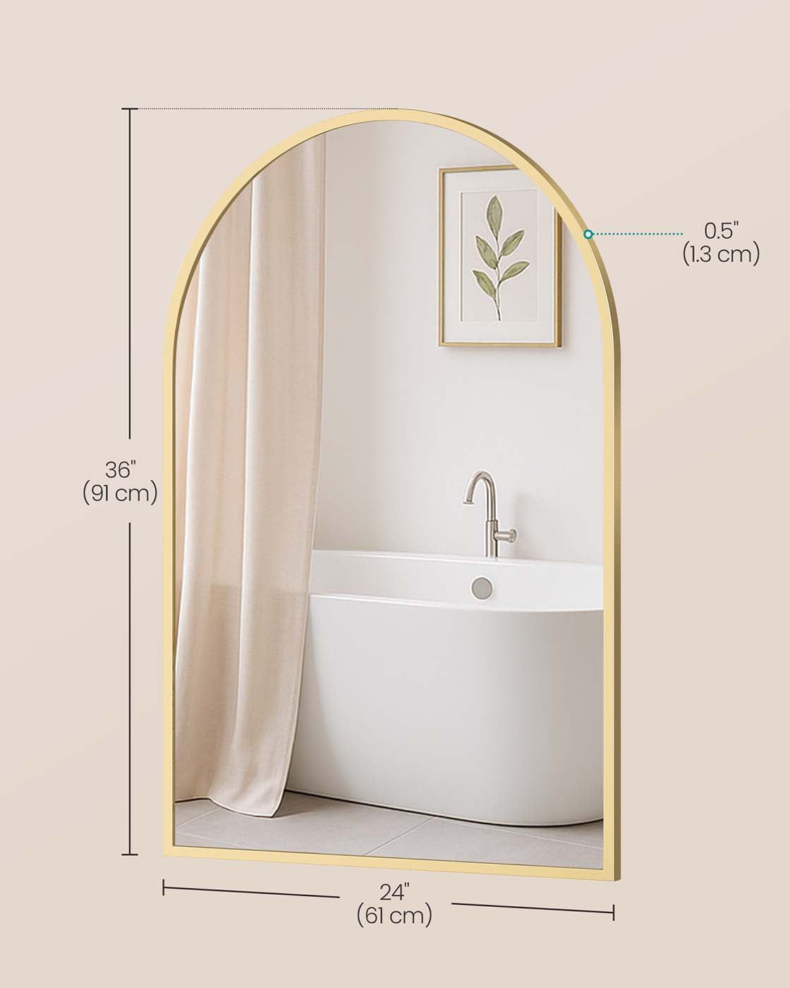 Arched Wall Mirror - Aluminium - Ink Black - Safety Film