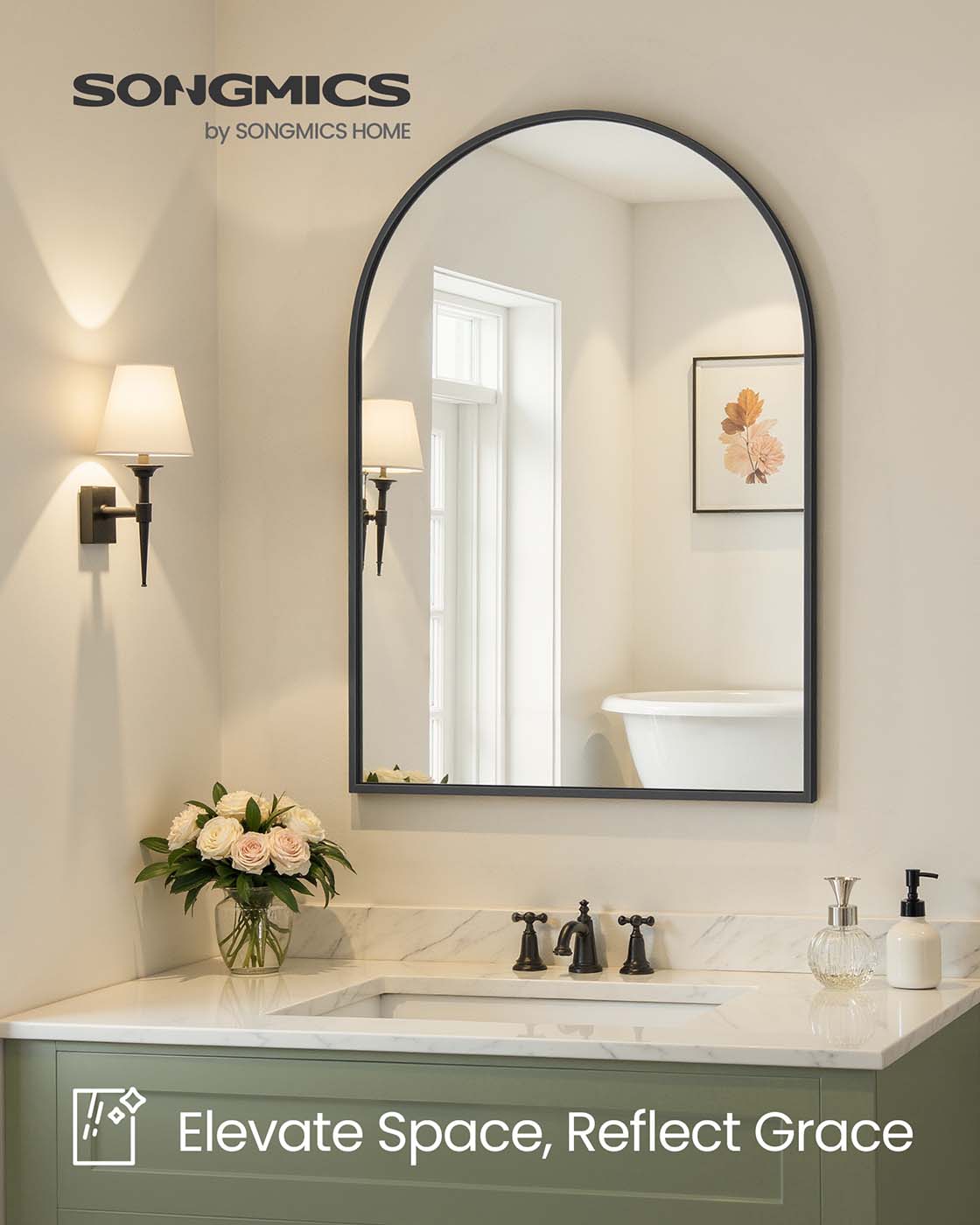 Arched Wall Mirror - Aluminium - Ink Black - Safety Film
