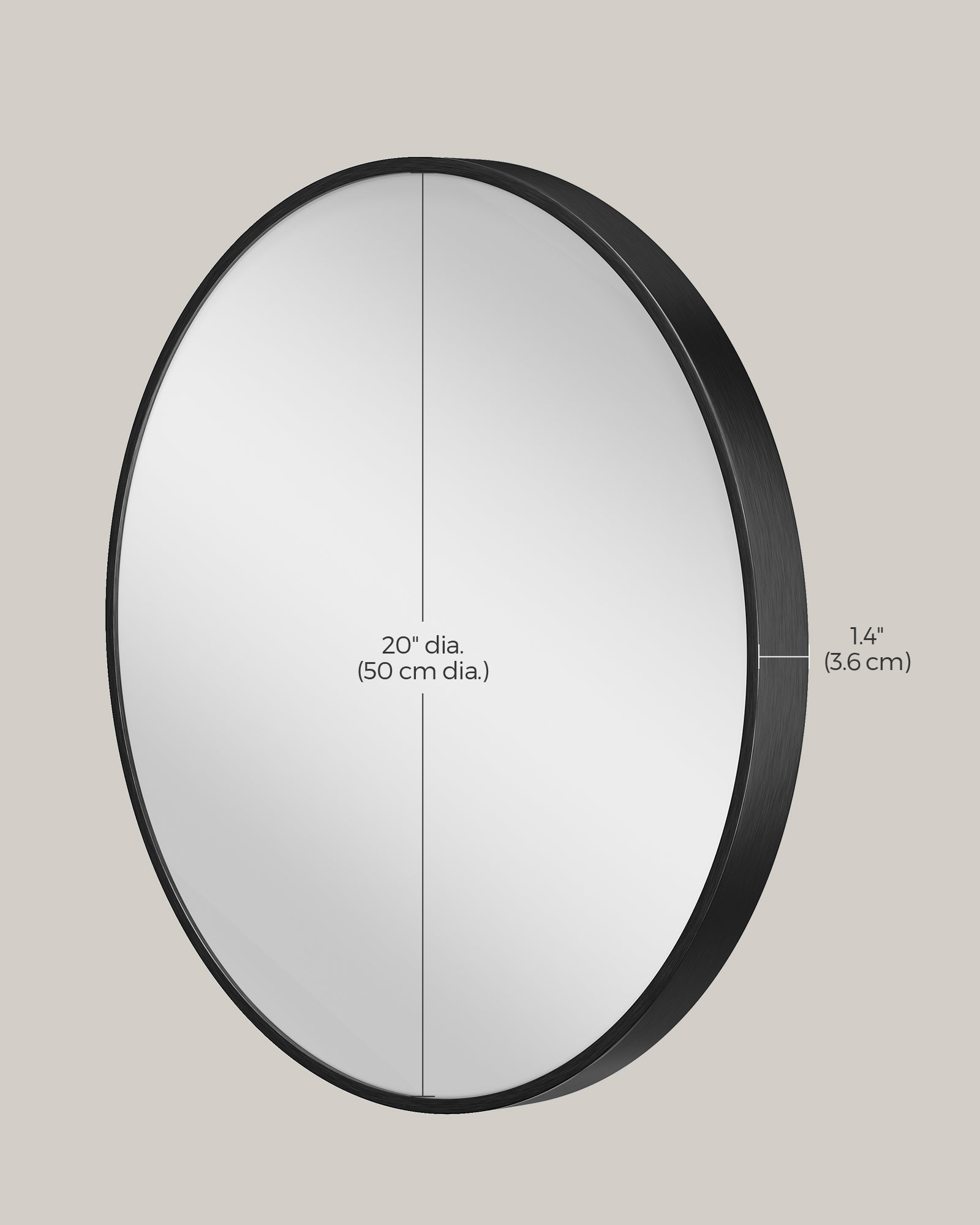 Round Wall Mirror - 50 cm - Metal - Easy to Install