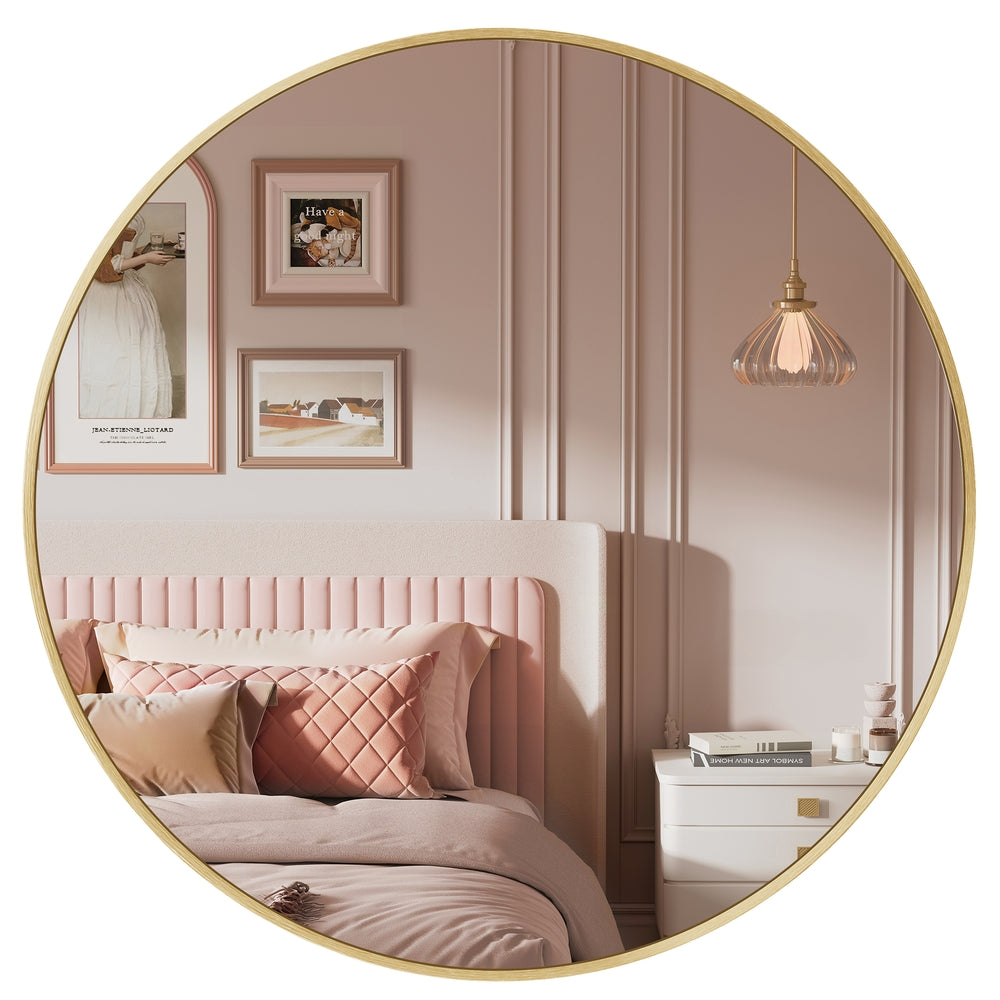 Round Mirror - Aluminium Alloy and Glass - Metallic Gold