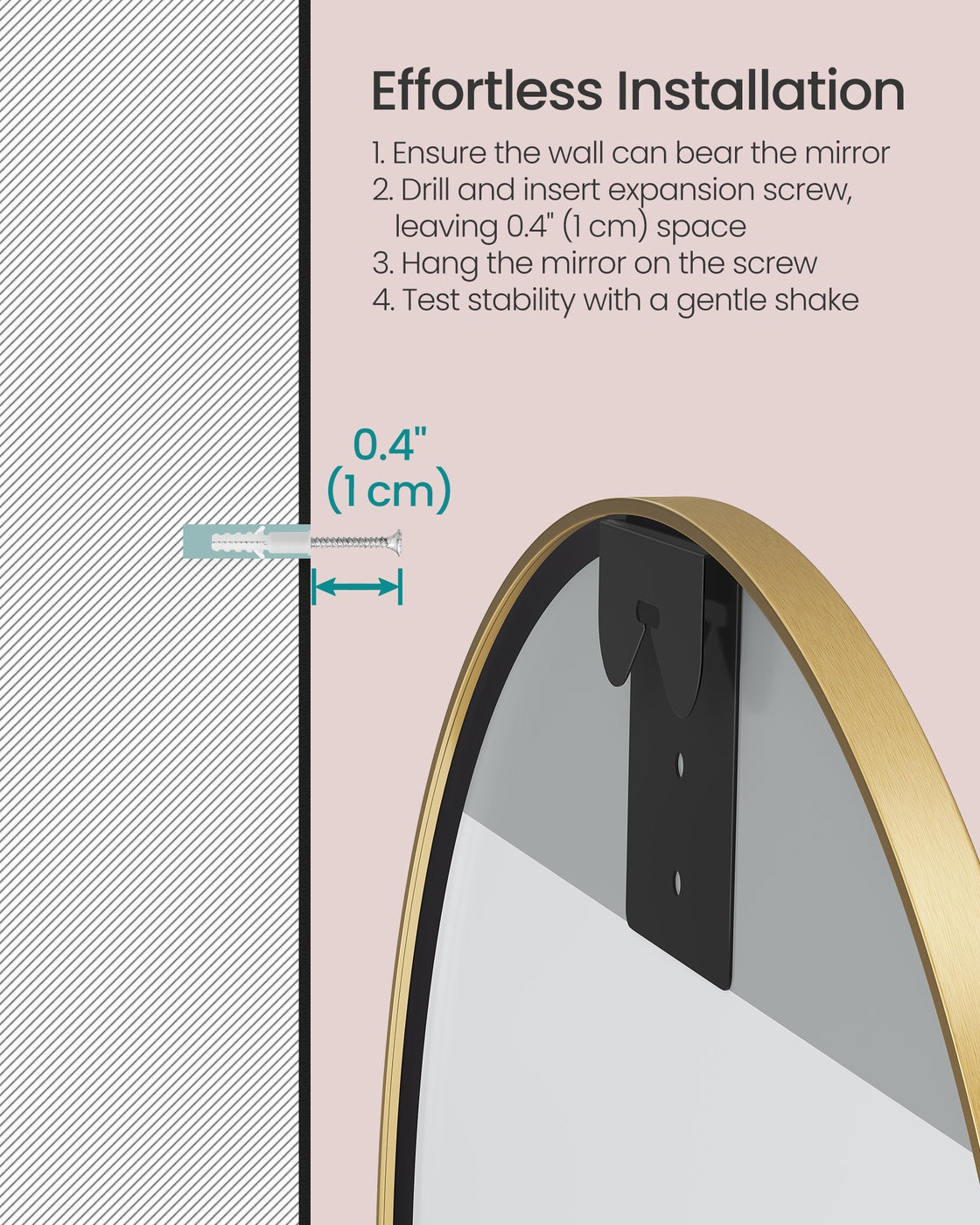 Round Mirror - Aluminium Alloy and Glass - Metallic Gold