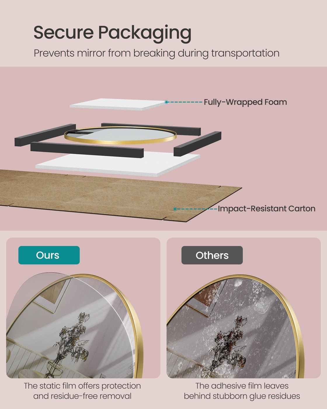 Round Mirror - Aluminium Alloy and Glass - Metallic Gold
