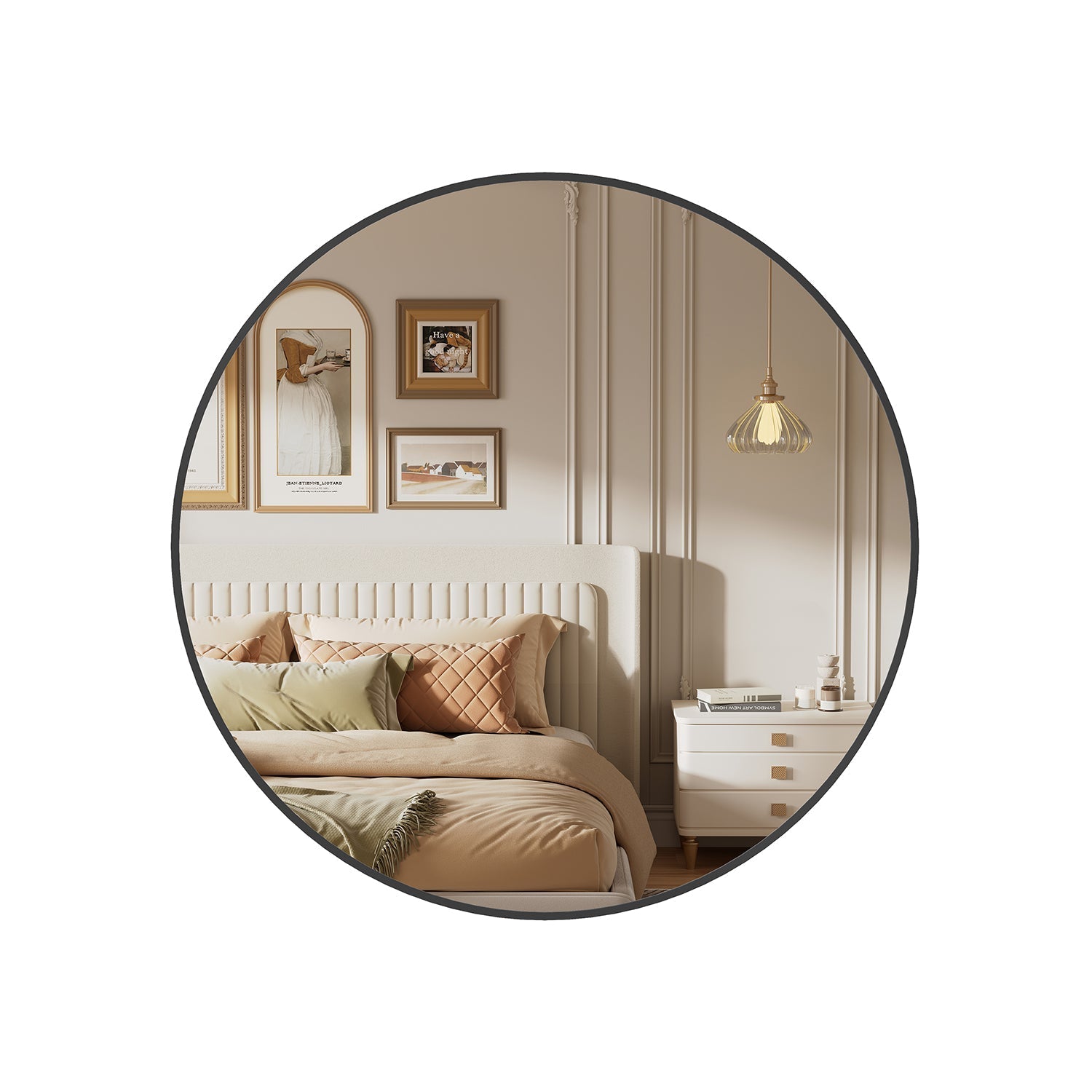 Round Wall Mirror - 76 cm - Metal - Easy to Install