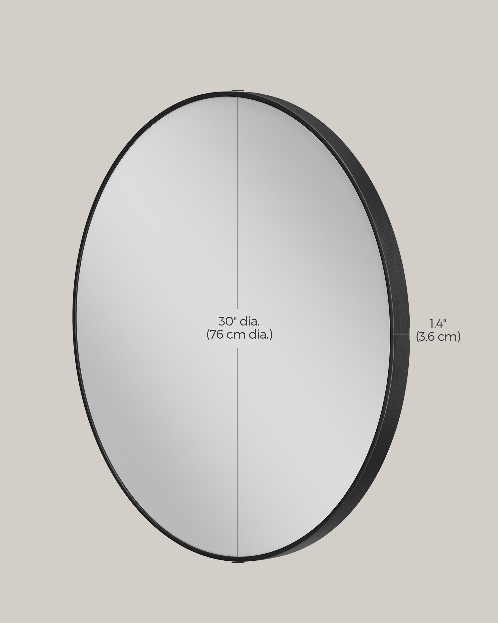 Round Wall Mirror - 76 cm - Metal - Easy to Install