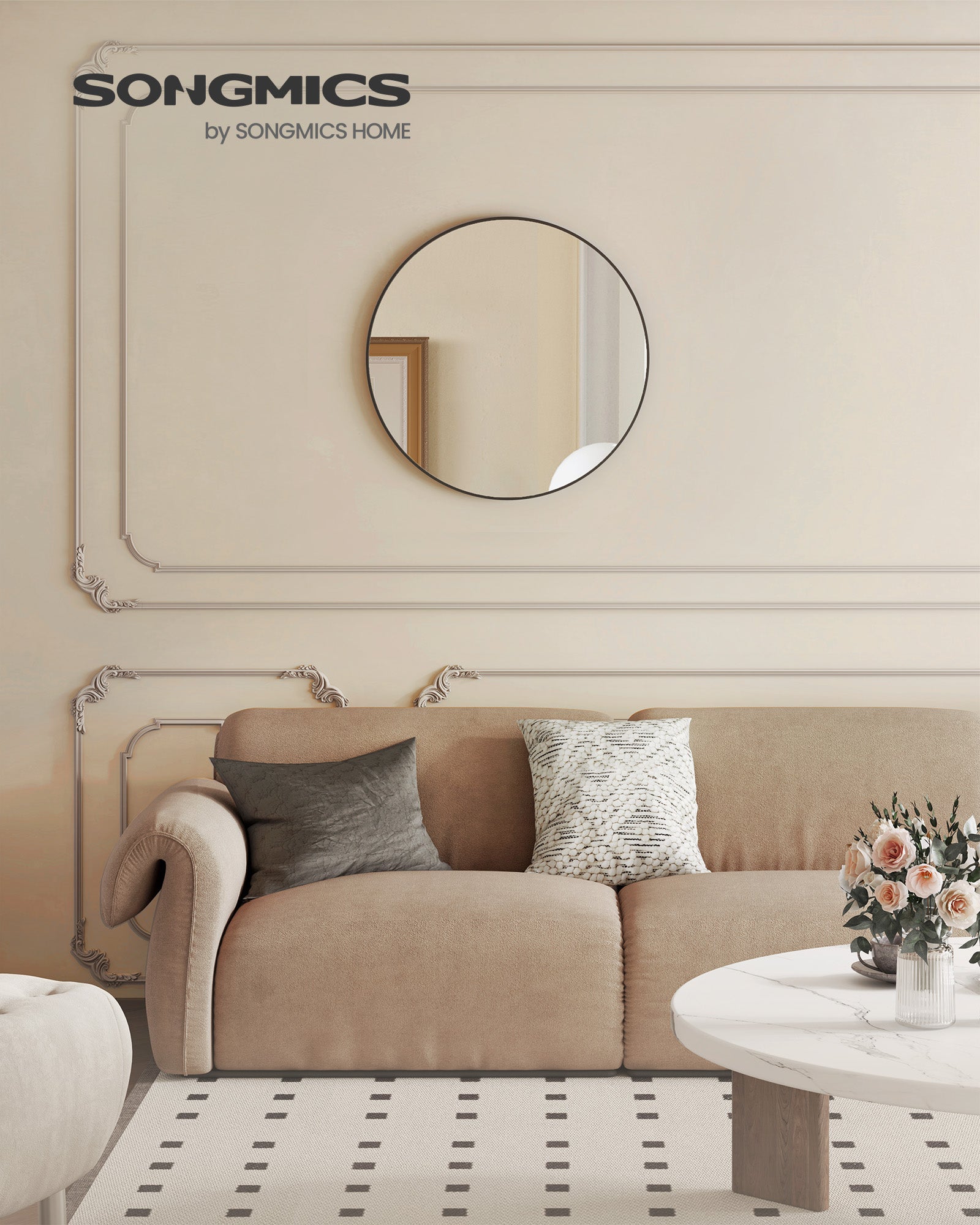 Round Wall Mirror - 76 cm - Metal - Easy to Install