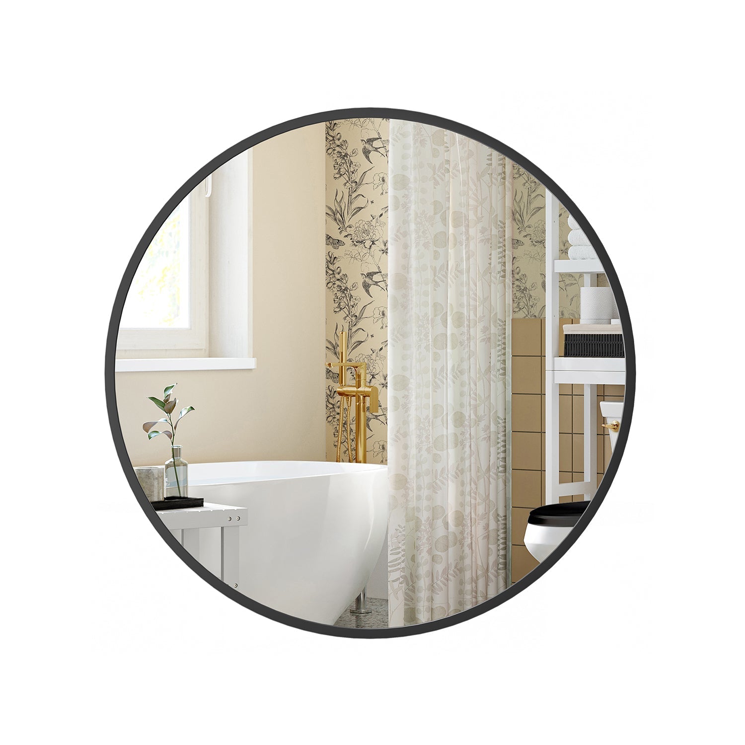Round Wall Mirror - 40.7 cm - Metal - Easy to Install