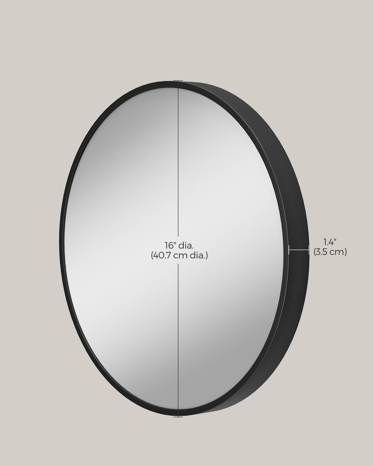 Round Wall Mirror - 40.7 cm - Metal - Easy to Install