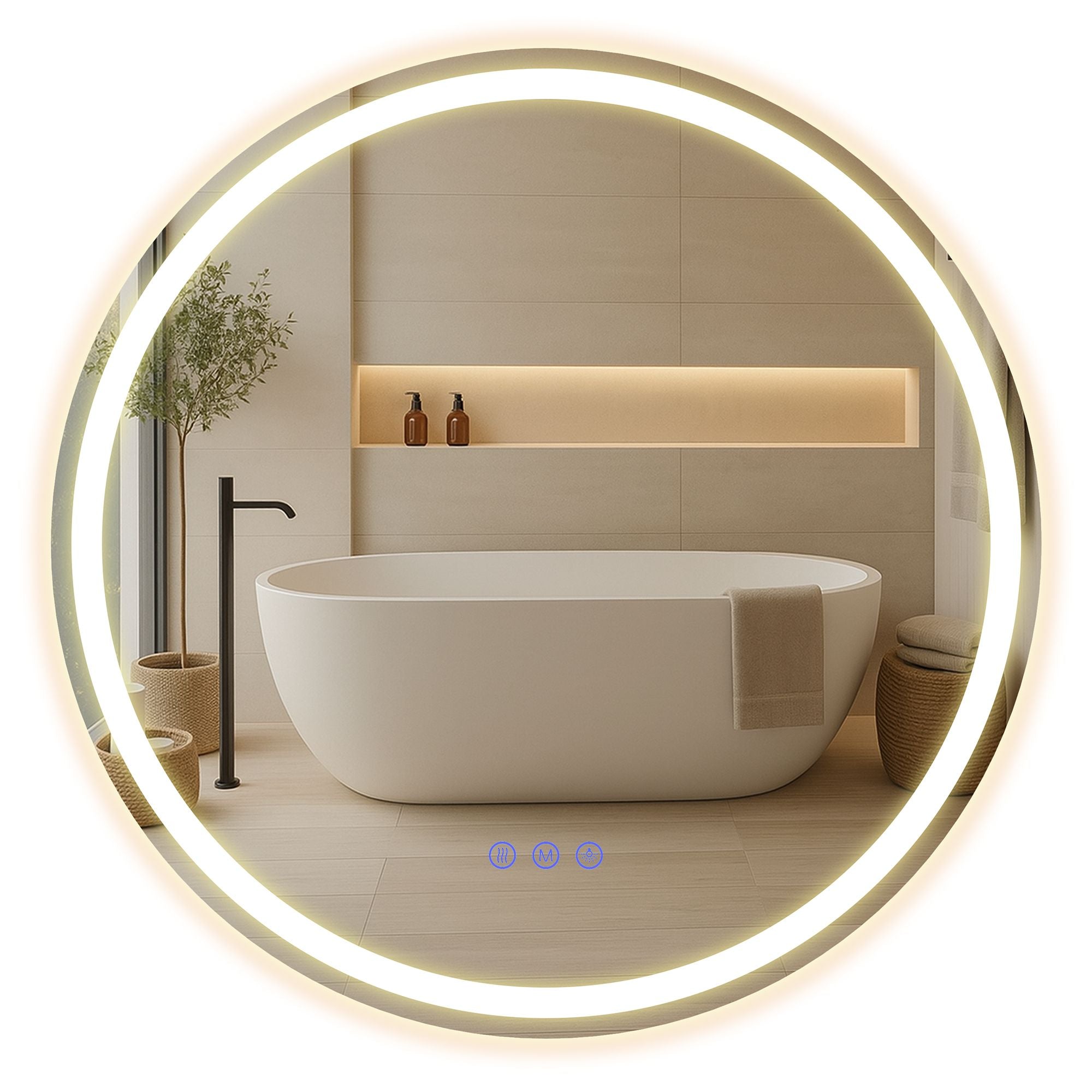 Hollywood Mirror - With Dimmable LED Lights - Matte White