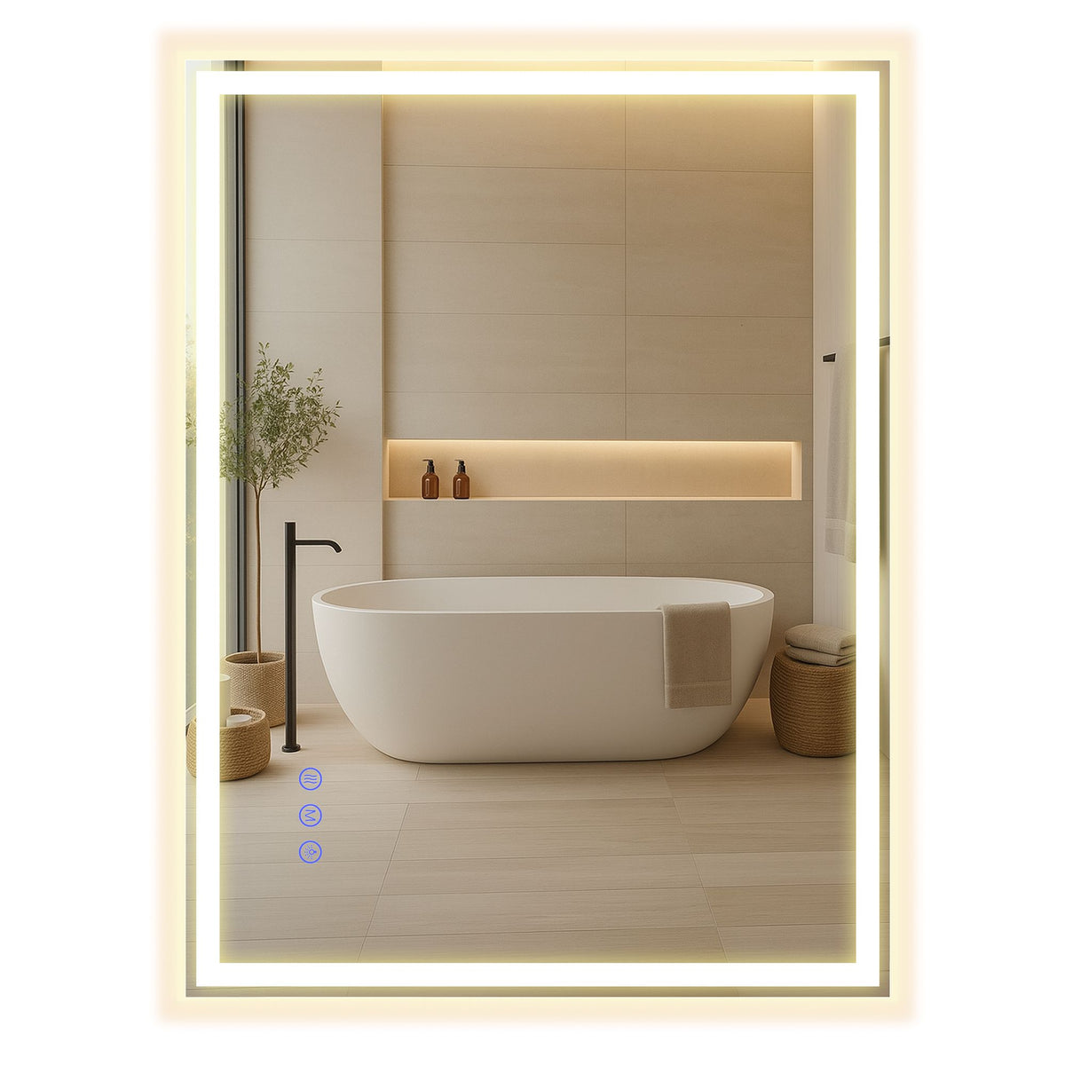Hollywood Mirror - With Dimmable LED Lights - Matte White - 50.7 x 70.7 cm