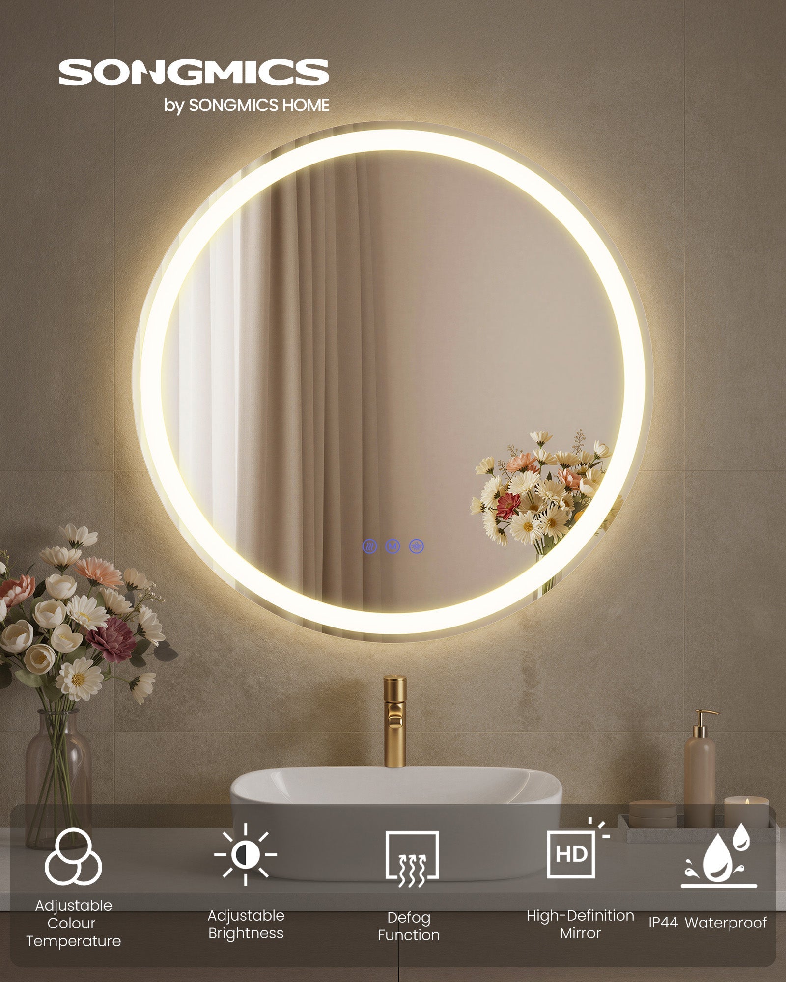 Hollywood Mirror - With Dimmable LED Lights - Matte White