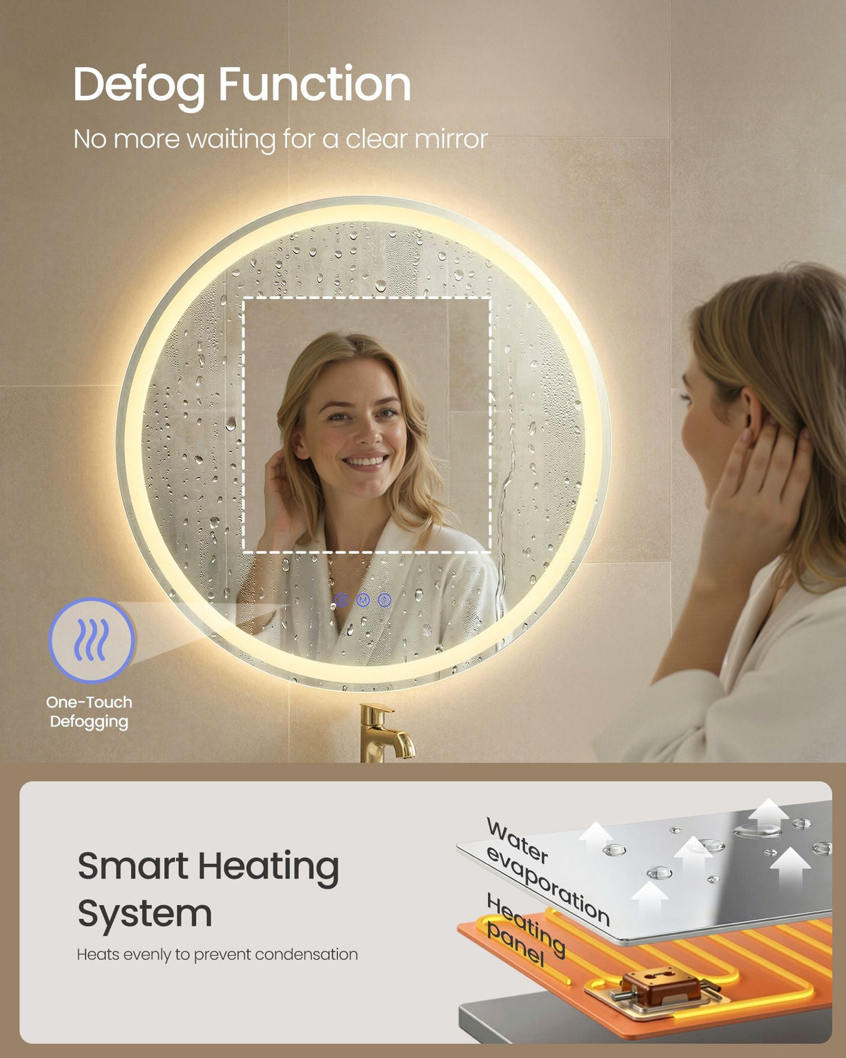 Hollywood Mirror - With Dimmable LED Lights - Matte White