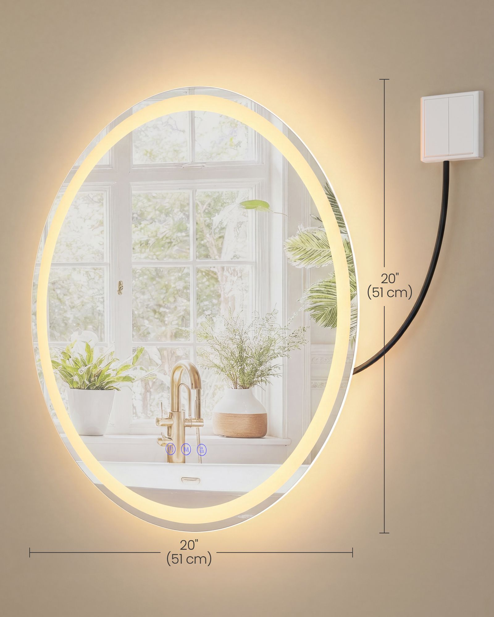 Hollywood Mirror - With Dimmable LED Lights - Matte White