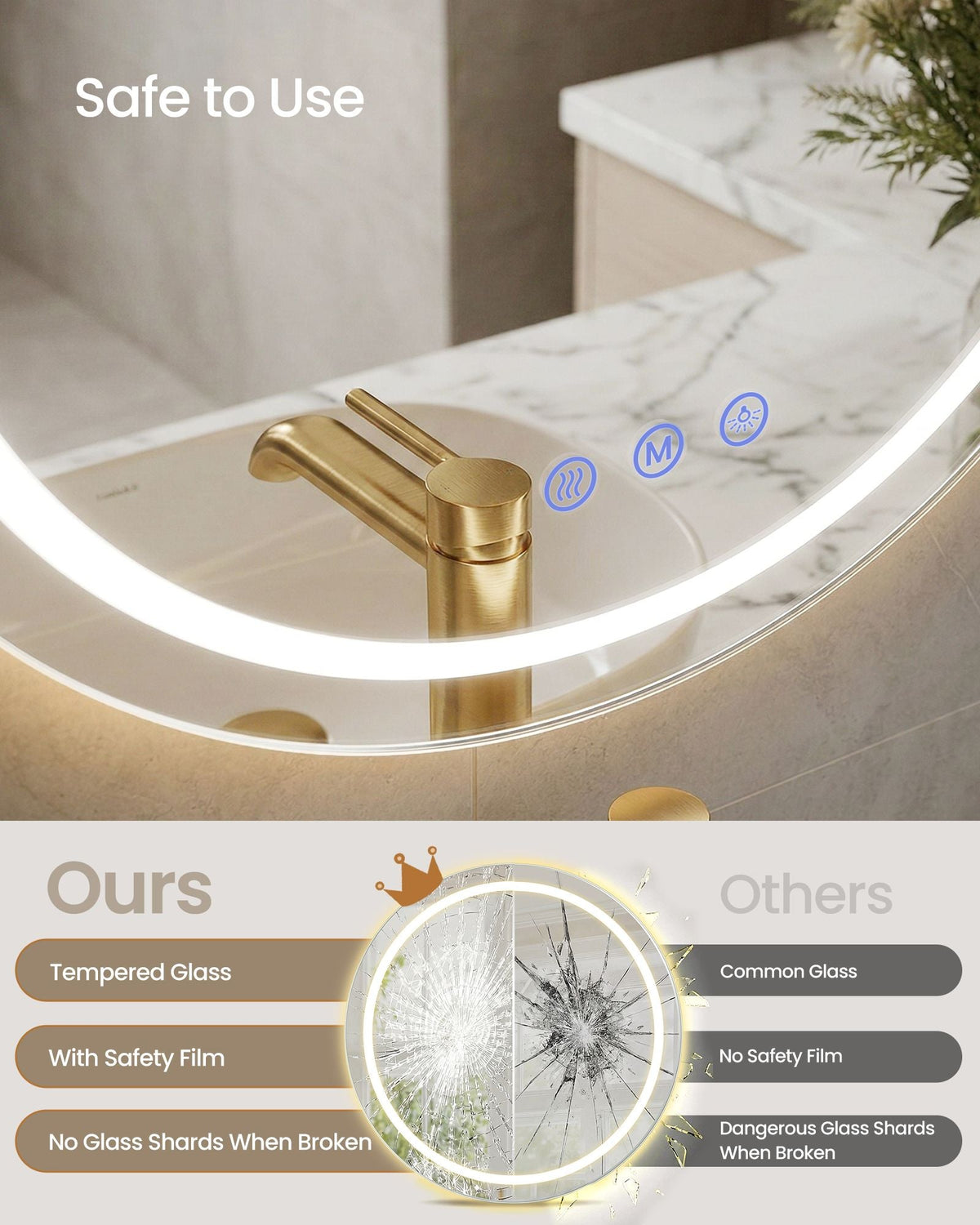 Hollywood Mirror - With Dimmable LED Lights - Matte White