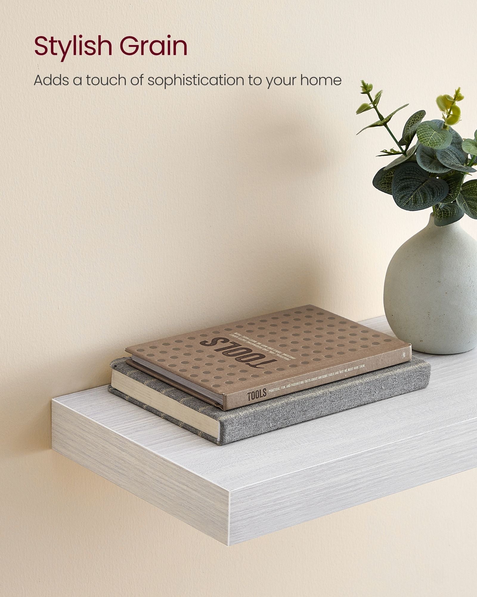 Floating Wall Shelf - Engineered Wood - Maple White - Versatile Display for Décor and Picture Frames