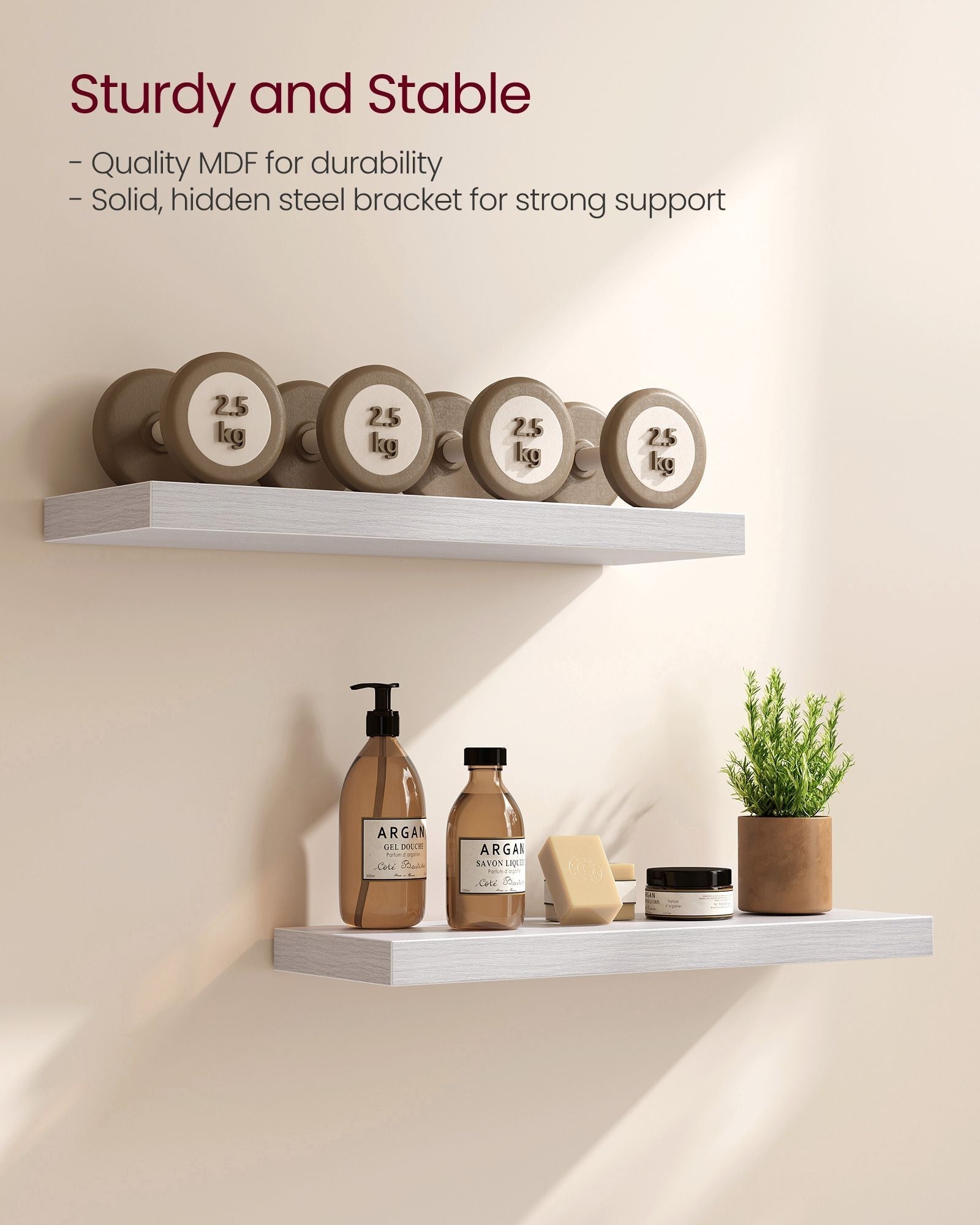 Floating Wall Shelf - Engineered Wood - Maple White - Versatile Display for Décor and Picture Frames