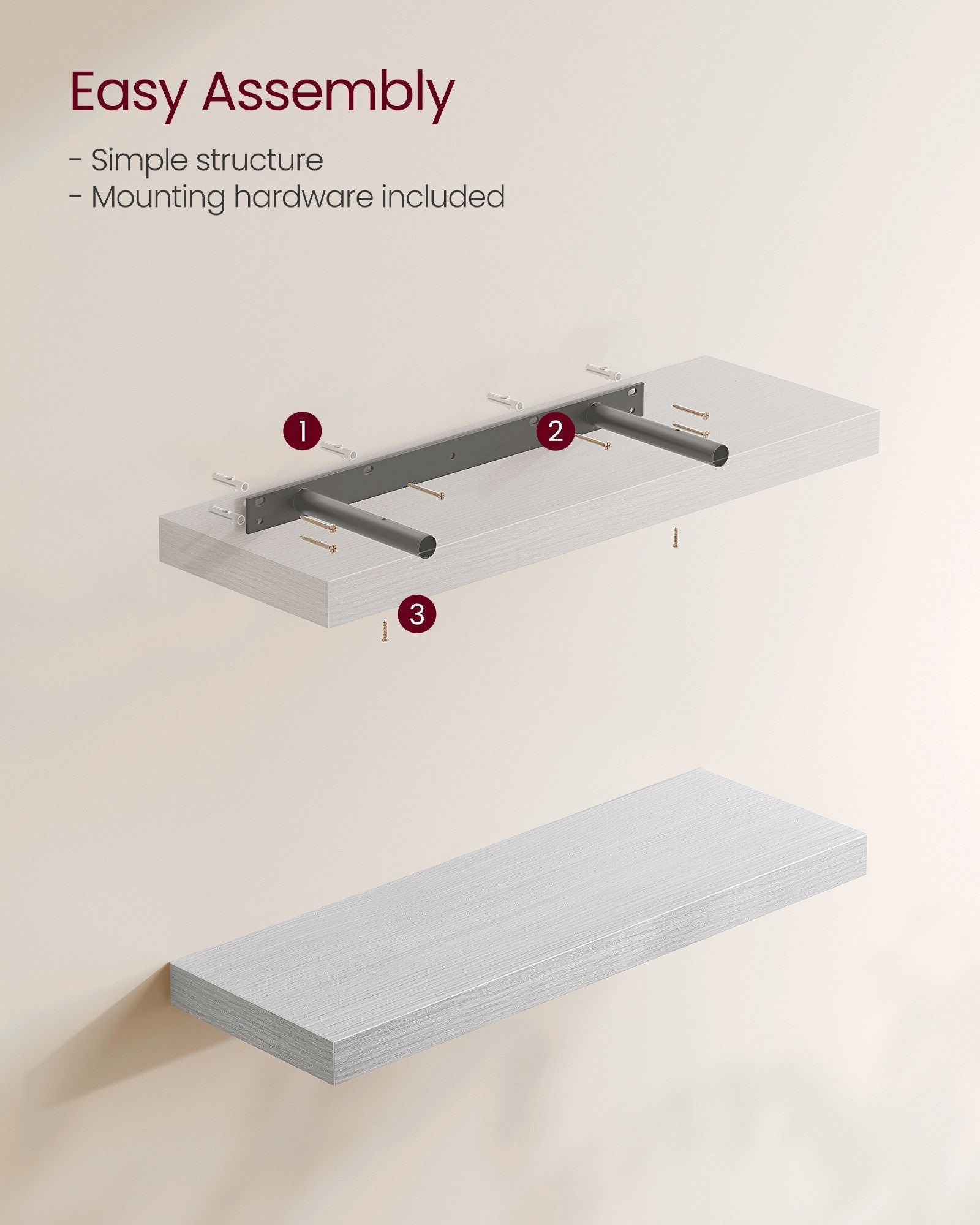 Floating Wall Shelf - Engineered Wood - Maple White - Versatile Display for Décor and Picture Frames