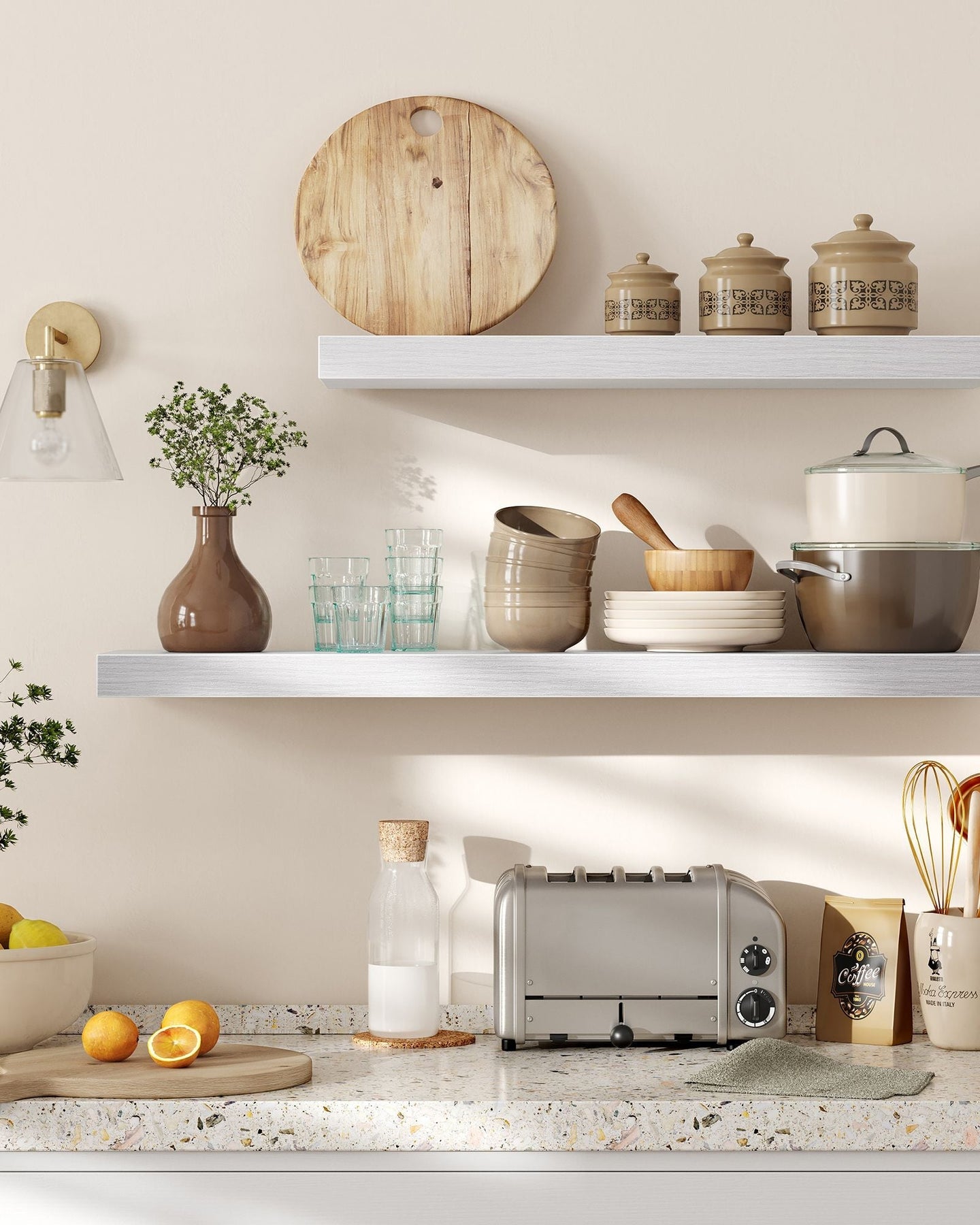 Floating Wall Shelf - Wood - Maple White - Versatile Display for Home Decor