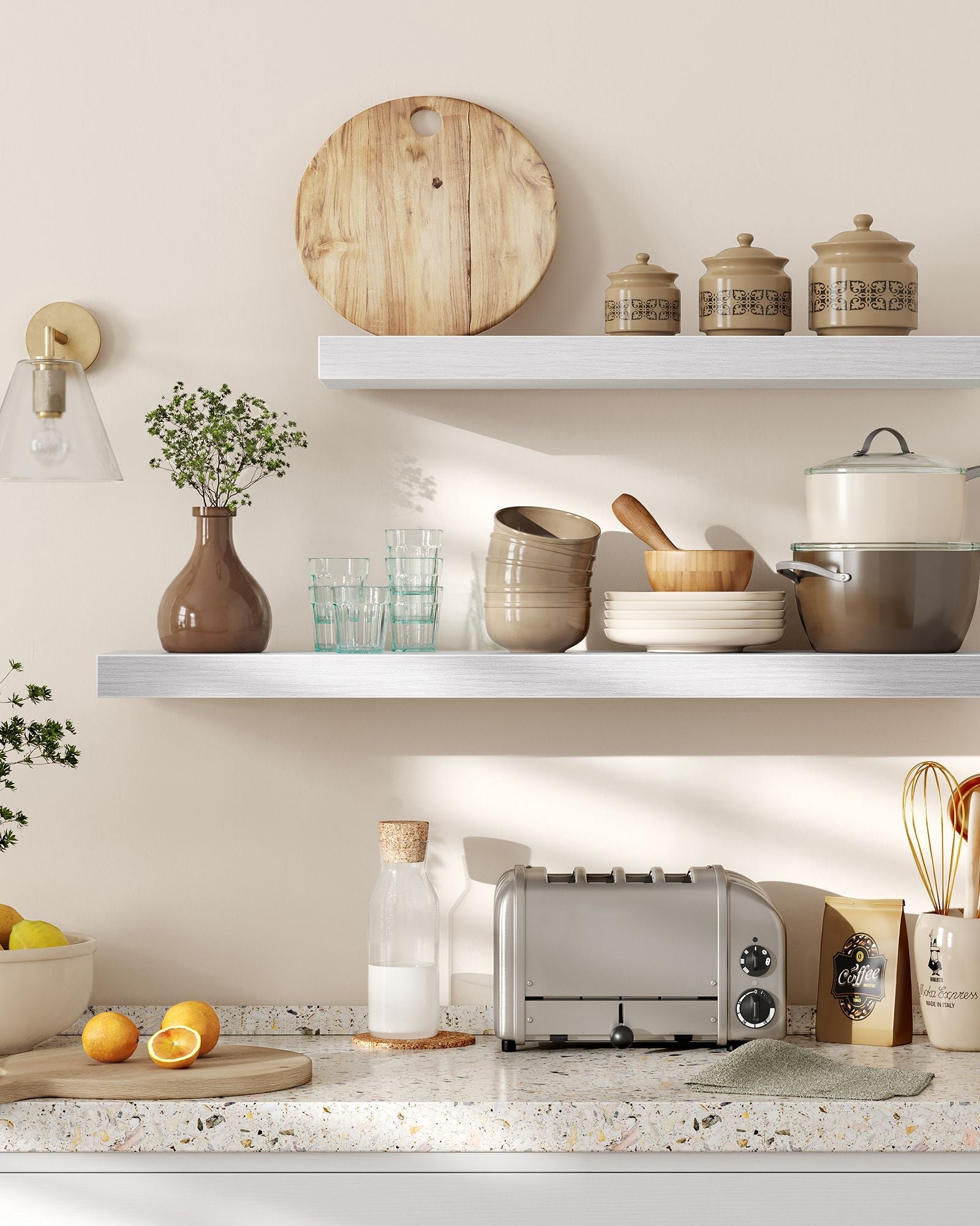 Floating Wall Shelf - Wood - Maple White - Versatile Display for Home Decor