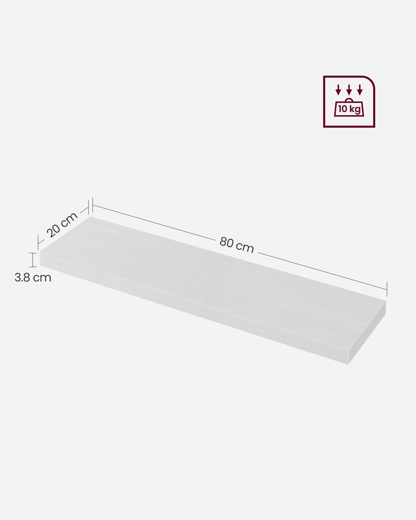 Floating Wall Shelf - Wood - Maple White - Versatile Display for Home Decor